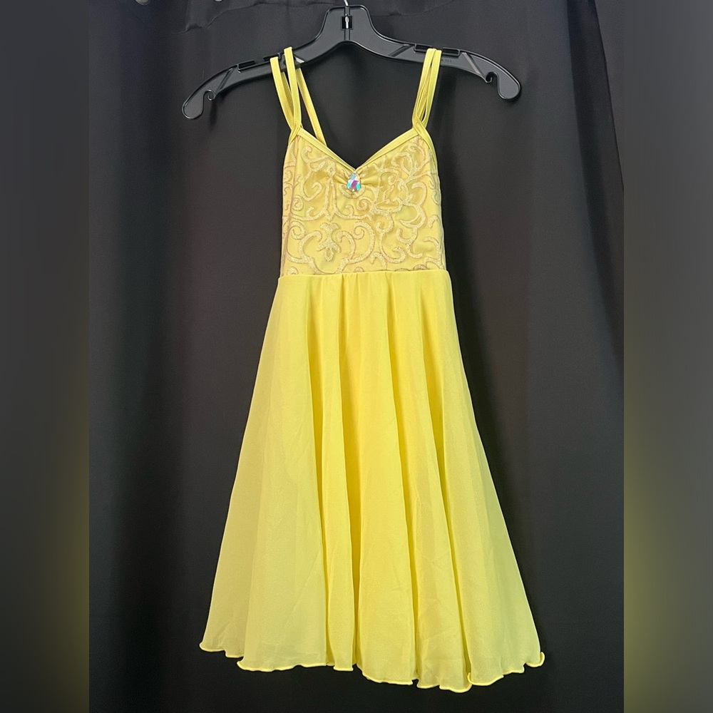 Weissman Yellow Dance Costume Dress with Embroidered Bodice